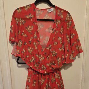 Unique Vintage Plus Size Red & Lemon Print Daryl Skort & Crop Top - 2X/18